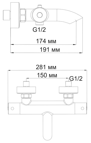 Смеситель WasserKRAFT BERKEL 4811 для ванны и душа термостатический
