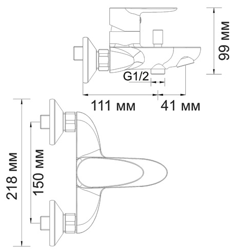 Смеситель WasserKRAFT LEINE 3501 для ванны и душа 