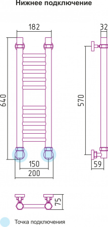 Полотенцесушитель водяной Сунержа БОГЕМА+ 00-0220-6015 600х150 