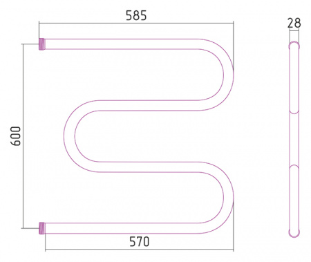 Полотенцесушитель водяной Стилье М-образный 00004-6060 600х600 