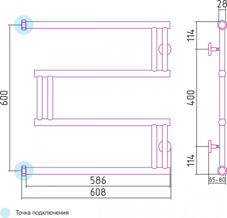Полотенцесушитель водяной Сунержа High-Tech 00-0050-6060 600х600 