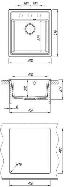 Мойка кухонная из литьевого мрамора Dr. Gans НИКА 470 25.070.B0470.401 47*51 см. белый