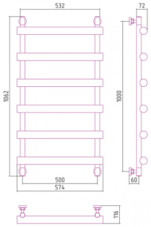 Полотенцесушитель водяной Сунержа АТЛАНТ 00-0226-1050 1000х500 