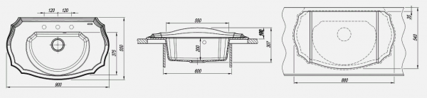Мойка кухонная керамогранитная Florentina ЭМИЛИЯ 20.340.D0900.202 90*55 см. шампань