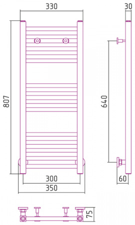 Полотенцесушитель водяной Сунержа МОДУС 00-0250-8040 800х400 