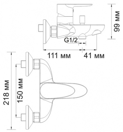 Смеситель WasserKRAFT LEINE 3501 для ванны и душа 