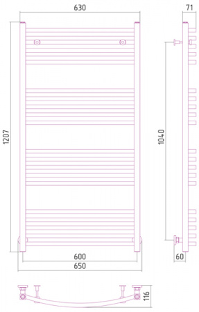 Полотенцесушитель водяной Сунержа АРКУС 00-0251-1260 1200х600 