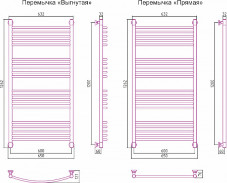 Полотенцесушитель водяной Сунержа БОГЕМА+ 00-0221-1260 1200х600 