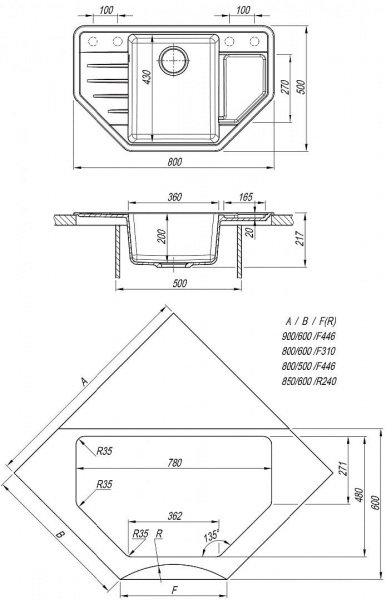Мойка кухонная из литьевого мрамора Dr. Gans РИО 25.080.C0800.402 80*50 см. дюна