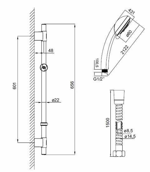Гарнитур душевой IDDIS  TSH1501   Гарнитур душевой IDDIS  TSH1501