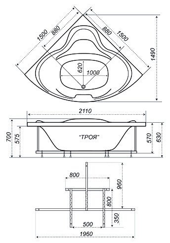 Ванна акриловая Triton ТРОЯ  150x150 см.  Ванна акриловая Triton ТРОЯ  150x150 см.