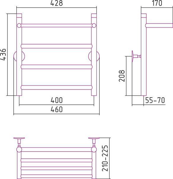 Полотенцесушитель водяной Стилье УНИВЕРСАЛ-54 00654-5040 500х400 
