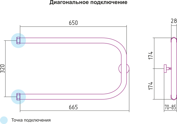 Полотенцесушитель водяной Сунержа П-образный 00-0003-3265 320х650 