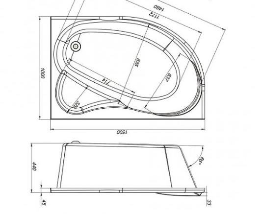 Ванна акриловая Mirsant ЯЛТА  150x100 см. левая 