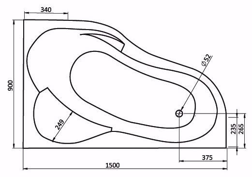 Ванна акриловая Santek ИБИЦА 1.WH11.2.035 150x100 см. правая 