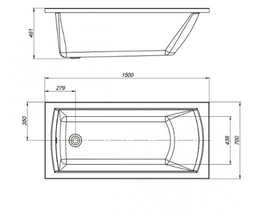 Ванна акриловая Mirsant БЕТТА  150x70 см. 