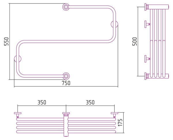 Полотенцесушитель водяной Сунержа ФАБУЛА 00-0125-5070 500х700 