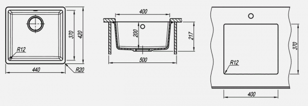 Мойка кухонная керамогранитная Florentina ВЕГА 400 22.315.C0400.107 44*42 см. песочный