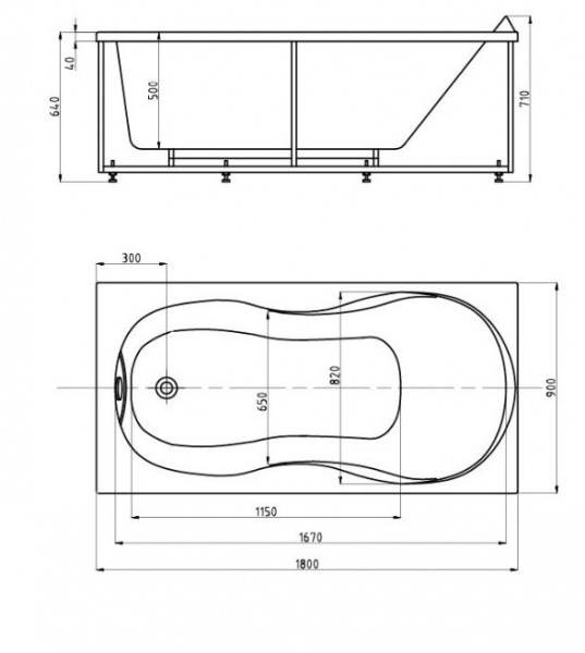 Ванна акриловая Aquatek МАРТИНИКА  180x90 см. 