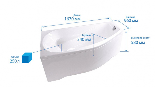 Ванна акриловая Triton СКАРЛЕТ  167x96 см. правая  Ванна акриловая Triton СКАРЛЕТ  167x96 см. правая