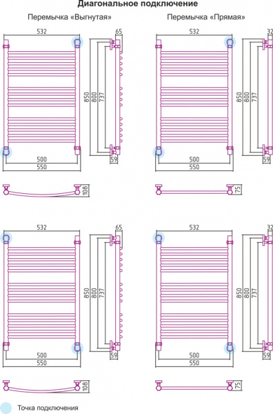 Полотенцесушитель водяной Сунержа БОГЕМА+ 00-0220-8050 800х500 