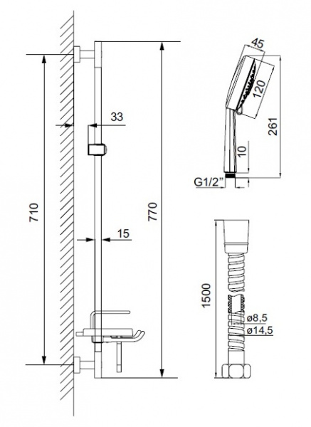 Гарнитур душевой IDDIS  TSH1601   Гарнитур душевой IDDIS  TSH1601