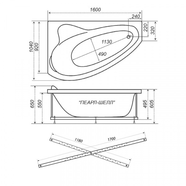 Ванна акриловая Triton ПЕАРЛ-ШЕЛЛ  163x104 см. правая  Ванна акриловая Triton ПЕАРЛ-ШЕЛЛ  163x104 см. правая