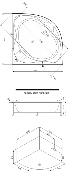 Ванна акриловая BAS ИРИС В 00014 150x150 см. 