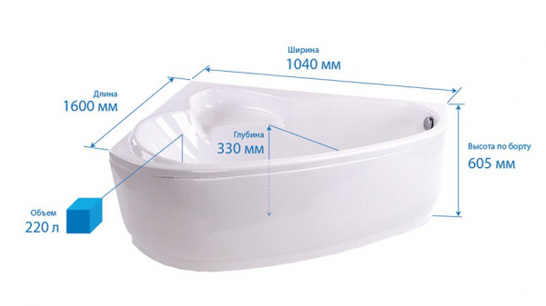 Ванна акриловая Triton ПЕАРЛ-ШЕЛЛ  163x104 см. правая  Ванна акриловая Triton ПЕАРЛ-ШЕЛЛ  163x104 см. правая