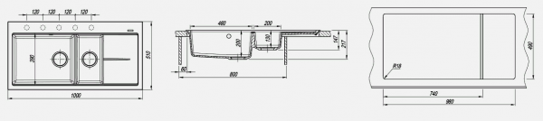 Мойка кухонная керамогранитная Florentina РОССАНА 20.335.E1000.306 100*51 см. капучино